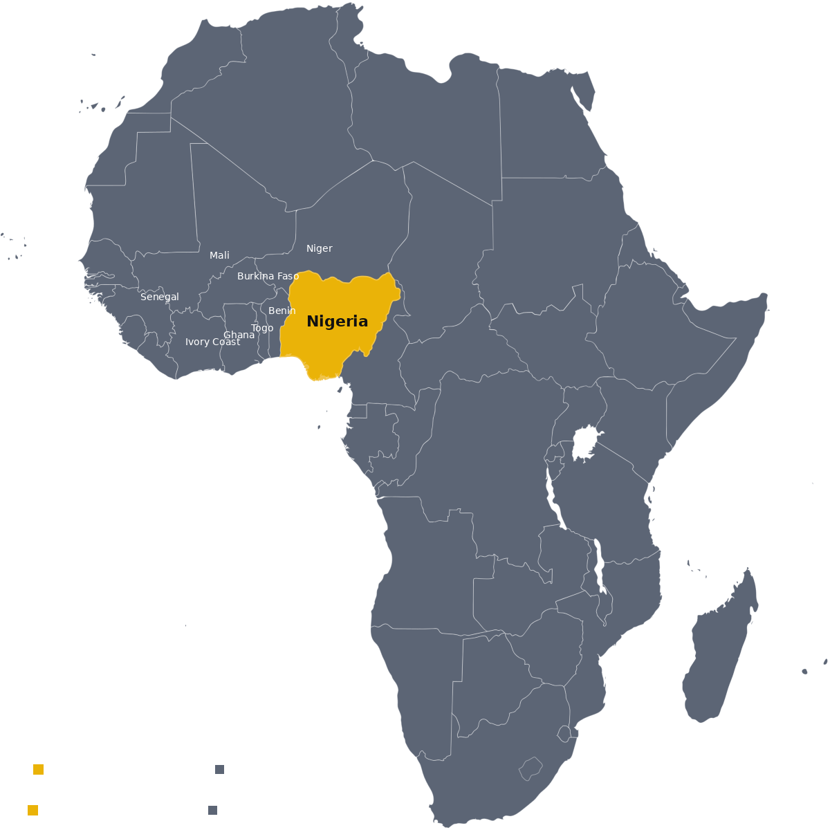 Map of Africa with Nigeria highlighted