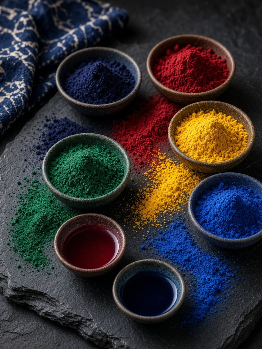 Professional dye pigments and colour concept